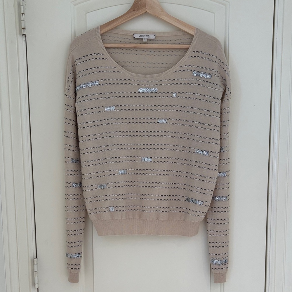 Dorothee Schumacher Cashmere Sweater with Silver Details M/L/8